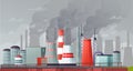 Environmental pollution illustration. Air pollution, pollutant fog gas and industrial smog. Factories emitting smoke