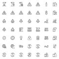 Environmental pollution line icons set