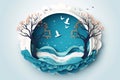 Environmental Protection and Earth Conservation in Papercut Style Royalty Free Stock Photo