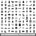 100 environmental protection icons set Royalty Free Stock Photo