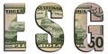 Environmental, Social, and Corporate Governance ESG Word 50 US Real Dollar Bill Banknote Money Texture on White Background