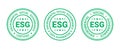 Environmental, social and governance icon. Business criteria green stamps set. Vector illustration