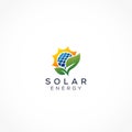 Environmental solar green energy leaf power logo