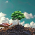 Environmental stewardship Holding a tree symbolizes the commitment to change