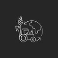 Environmental sustainability in agriculture chalk white icon on dark background