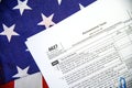 Environmental taxes form on the flag of America, background. 6627 form backdrop with copy space Royalty Free Stock Photo