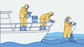 Environmental Team in Hazmat Gear on a Research Boat vector design Generative AI Royalty Free Stock Photo
