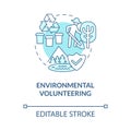Environmental volunteering blue concept icon