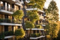 Environmentally friendly apartment building. ai generative Royalty Free Stock Photo