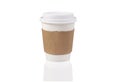 Disposable Hot Coffee, Beverage Cup With Recycled Sleeve Jacket