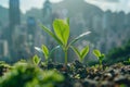 Environmentally friendly green city architecture skyscraper design urban planning nature leaves trees plants oxygen