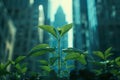 Environmentally friendly green city architecture skyscraper design urban planning nature leaves trees plants oxygen