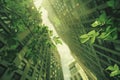 Environmentally friendly green city architecture skyscraper design urban planning nature leaves trees plants oxygen