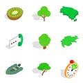 Environmentally friendly icons set, isometric style Royalty Free Stock Photo