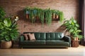 Environmentally Friendly Living Room With Plants On The Wall Decor Royalty Free Stock Photo