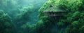 Envision a captivating scene of a treehouse nestled amidst lush greenery, a testament to adventurous teamwork and creativity