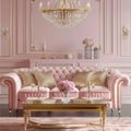 Envision an elegant living room that perfectly blends the soft romance of diamond pink