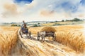 Painting of a peasant working in a wheat field