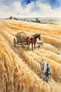 Painting of a peasant working in a wheat field