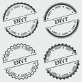 Envy insignia stamp on white background.
