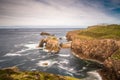 Enys Dodnan and the Armed Knight rock formations Royalty Free Stock Photo