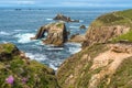 Enys Dodnan and the Armed Knight rock formations Royalty Free Stock Photo