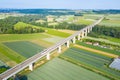 ICE 1 train of Deutsche Bahn DB on the Enztal bridge of high-speed railway line Mannheim-Stuttgart in Germany