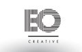 EO E O Black and White Lines Letter Logo Design.