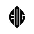 EOG circle letter logo design with circle and ellipse shape. EOG ellipse letters with typographic style. The three initials form a