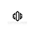 EOG letter logo design with polygon shape. EOG polygon and cube shape logo design. EOG hexagon vector logo template white and Royalty Free Stock Photo