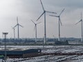 eolic power plant in the harbour of emden , germany Royalty Free Stock Photo