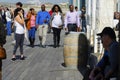Eople enjoy a sunny day at Tel Aviv harbor Royalty Free Stock Photo