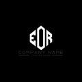 EOR letter logo design with polygon shape. EOR polygon and cube shape logo design. EOR hexagon vector logo template white and Royalty Free Stock Photo