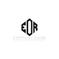 EOR letter logo design with polygon shape. EOR polygon and cube shape logo design. EOR hexagon vector logo template white and Royalty Free Stock Photo