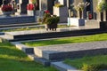 Eoropean graveyard in evening light Royalty Free Stock Photo