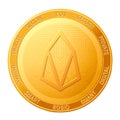EOS coin isolated on white background; EOS cryptocurrency