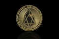 Eos cryptocurrency coin on black Royalty Free Stock Photo