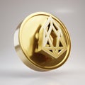EOS cryptocurrency coin. Gold 3d rendered coin isolated on white background Royalty Free Stock Photo