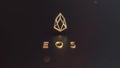 EOS cryptocurrency golden logo 3d illustration Royalty Free Stock Photo