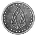 EOS Grunge Silver Coin, Token Royalty Free Stock Photo