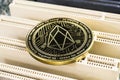 EOS is a modern way of exchange and this crypto currency is a convenient means of payment in the financial and web markets Royalty Free Stock Photo