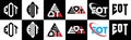 EOT letter logo design in six style. EOT polygon, circle, triangle, hexagon, flat and simple style with black and white color Royalty Free Stock Photo