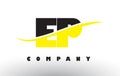 EP E P Black and Yellow Letter Logo with Swoosh.