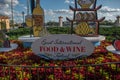 Epcot International Food and Wine sign Festival in Walt Disney World.. Royalty Free Stock Photo