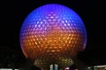 Epcot Spaceship Earth at night