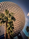 Epcot Spaceship Earth With Palm Trees