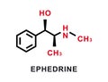 Ephedrine chemical formula. Ephedrine chemical molecular structure. Vector illustration