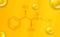 Ephedrine chemical formula. Ephedrine 3D Realistic chemical molecular structure Royalty Free Stock Photo