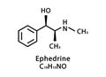 Ephedrine molecular structure. Ephedrine skeletal chemical formula. Chemical molecular formula vector illustration