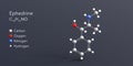 ephedrine molecule 3d rendering, flat molecular structure with chemical formula and atoms color coding Royalty Free Stock Photo